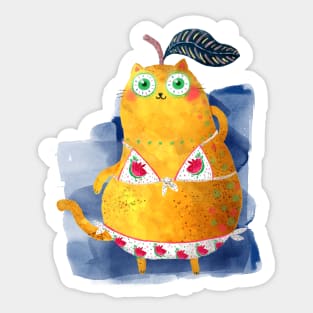 Body positive cat-pear Sticker